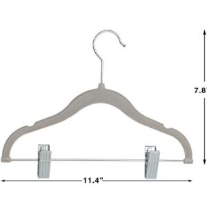 Finnhomy Non-Slip Clothes Hangers for Baby and Kids 20-Pack Velvet Hangers with Movable Clips, Heavy-Duty and Space-Saving for Pants,Skirts, Coat, Gray