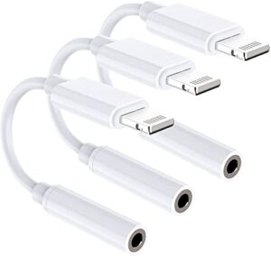 desoficon [apple mfi certified] headphone adapter for iphone 14, 3 pack lightning to 3.5mm aux audio stereo earphone connector for iphone 14 pro/13/12/11/xs/xr/x/ipad, support calling + music control