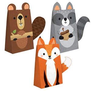 creative converting wild one woodland paper treat bags, 8 ct, multi-color