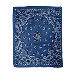 rouihot 60x80 inches flannel throw blanket colorful pattern blue paisley bandana border scarf black classic home decorative warm cozy soft blanket for couch sofa bed