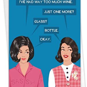 NobleWorks - 1 Funny Happy Birthday Card - Sarcastic Retro Humor, Bluntcard Stationery (Buyer Discretion Advised) - One More Bottle C2998BDG