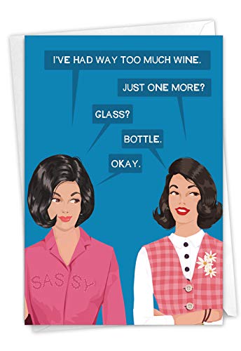 NobleWorks - 1 Funny Happy Birthday Card - Sarcastic Retro Humor, Bluntcard Stationery (Buyer Discretion Advised) - One More Bottle C2998BDG