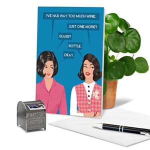 NobleWorks - 1 Funny Happy Birthday Card - Sarcastic Retro Humor, Bluntcard Stationery (Buyer Discretion Advised) - One More Bottle C2998BDG