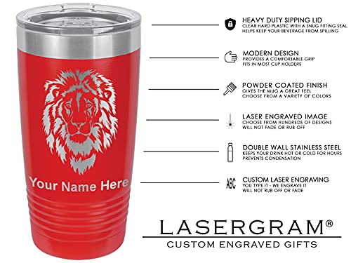 LaserGram 20oz Vacuum Insulated Tumbler Mug, Railroad Crossing Sign 1, Personalized Engraving Included (Red)