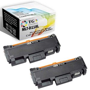 tg imaging (2 pack) compatible mlt-d118l toner cartridge replacement for samsung mltd118l 2xblack work for xpress m3065fw m3015dw printer