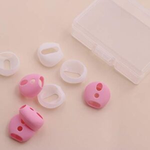 IiEXCEL (Fit in Case) 4 Pairs Replacement Super Thin Slim Rubber Silicone Earbuds Ear Tips and Covers Skin for Apple AirPods 2 1 or EarPods Headphones (Fit in Charging Case) (White Pink)