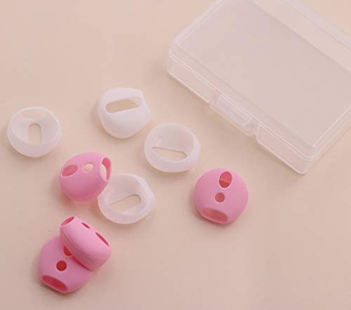 IiEXCEL (Fit in Case) 4 Pairs Replacement Super Thin Slim Rubber Silicone Earbuds Ear Tips and Covers Skin for Apple AirPods 2 1 or EarPods Headphones (Fit in Charging Case) (White Pink)