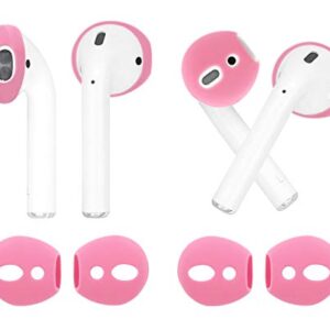 IiEXCEL (Fit in Case) 4 Pairs Replacement Super Thin Slim Rubber Silicone Earbuds Ear Tips and Covers Skin for Apple AirPods 2 1 or EarPods Headphones (Fit in Charging Case) (White Pink)