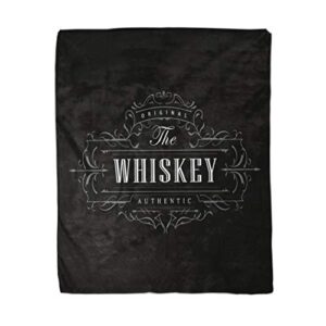 rouihot 50x60 inches flannel throw blanket whiskey antique label vintage retro sign badge beer blackboard home decorative warm cozy soft blanket for couch sofa bed