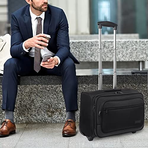 Ytonet Rolling Laptop Bag, 17 Inch Rolling Briefcase for Men Women, Water Resistant Roller Bag with Wheels and USB Charging Port, Gift for Men Women Business Travel Work, Black