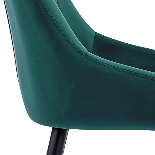 Duhome Dining Chairs Accent Chair Set of 2, Upholstered Tufted Armless Chair Leisure Chair Mid Century High-Back Modern Velvet Chair Side Chair for Dining Room Living Room Bedroom Coffee Dark Green