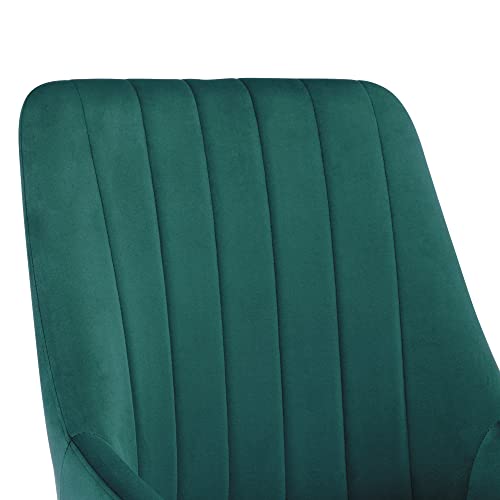 Duhome Dining Chairs Accent Chair Set of 2, Upholstered Tufted Armless Chair Leisure Chair Mid Century High-Back Modern Velvet Chair Side Chair for Dining Room Living Room Bedroom Coffee Dark Green