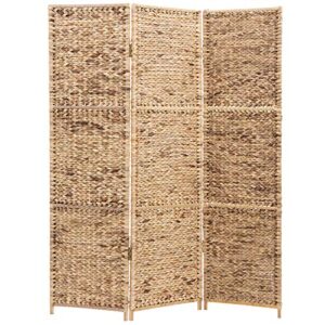 mygift handwoven seagrass 3 panel room divider screen with wood frame, folding partition room divider, brown