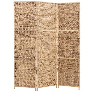 MyGift Handwoven Seagrass 3 Panel Room Divider Screen with Wood Frame, Folding Partition Room Divider, Brown