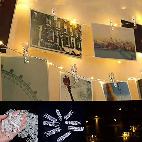 128 Pieces Photo Clips Mini Plastic Clear Clips Clothespins Transparent for String Fairy Lights Color Clear Picture Polaroid Clips as Christmas Gifts