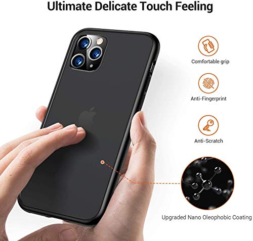 TORRAS Shockproof Compatible for iPhone 11 Pro Case, [Military Grade Drop Tested] Translucent Hard Matte Case with Soft TPU Bumper Slim Phone Case Compatible for iPhone 11 Pro, Matte Black