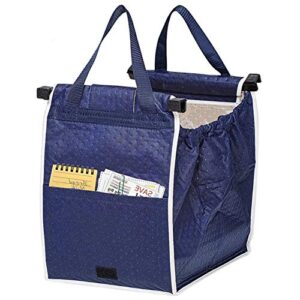 reusable grab bags insulated food storage bag, collapsible grocery tote bags with handles, grab and go bag shopping trolley bag clip on shopping cart as seen on tv