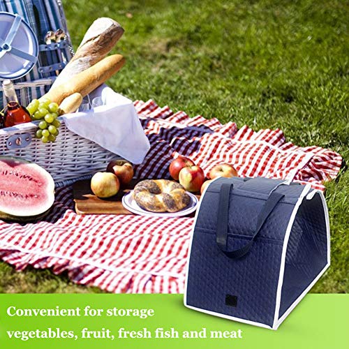 Reusable Grab Bags Insulated Food Storage Bag, Collapsible Grocery Tote Bags with Handles, Grab and Go Bag Shopping Trolley Bag Clip on Shopping Cart As Seen On TV