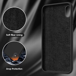 OuXul Case for iPhone X/iPhone Xs Case Liquid Silicone Gel Rubber Phone Case,iPhone X/iPhone Xs 5.8 Inch Full Body Slim Soft Microfiber Lining Protective Case（Black）