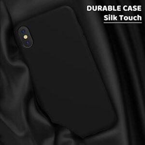 OuXul Case for iPhone X/iPhone Xs Case Liquid Silicone Gel Rubber Phone Case,iPhone X/iPhone Xs 5.8 Inch Full Body Slim Soft Microfiber Lining Protective Case（Black）