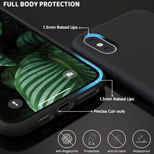 OuXul Case for iPhone X/iPhone Xs Case Liquid Silicone Gel Rubber Phone Case,iPhone X/iPhone Xs 5.8 Inch Full Body Slim Soft Microfiber Lining Protective Case（Black）