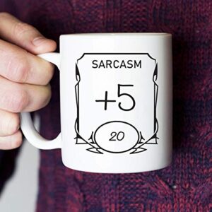 D&D Stats Mug - Sarcasm 11oz White Ceramic Coffee Mug - Dungeons and Dragons - RPG - DnD - Gift for Geeks