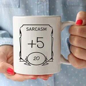 D&D Stats Mug - Sarcasm 11oz White Ceramic Coffee Mug - Dungeons and Dragons - RPG - DnD - Gift for Geeks