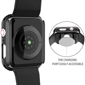 Misxi 2 Pack Hard PC Case with Tempered Glass Screen Protector Compatible with Apple Watch Series 6 SE Series 5 Series 4 44mm, Black