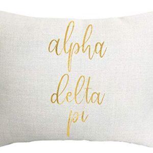 Sorority Shop Alpha Delta Pi Pillow – Gold Script Design, 12" x 16" Lumbar Pillow Sorority