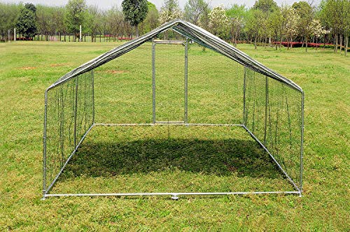 Large Metal Chicken Coop for 25 Chickens Walk in Poultry Cage Heavy Duty Spire Shaped Chicken Run House Outdoor Chicken Pen Wire Fence Enclosure for Yard with Waterproof & Anti-UV Cover 13x10x6.6Ft