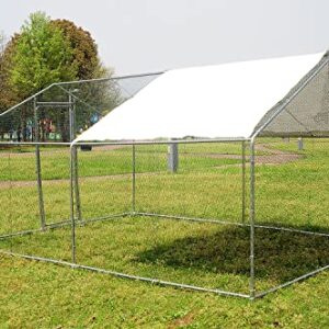 Large Metal Chicken Coop for 25 Chickens Walk in Poultry Cage Heavy Duty Spire Shaped Chicken Run House Outdoor Chicken Pen Wire Fence Enclosure for Yard with Waterproof & Anti-UV Cover 13x10x6.6Ft