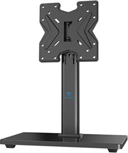 perlesmith swivel universal tv stand/base - table top tv stand for 19-43 inch lcd led tvs/monitor/pc - height adjustable tv mount stand with tempered glass base, vesa 200x200mm, pstvs07