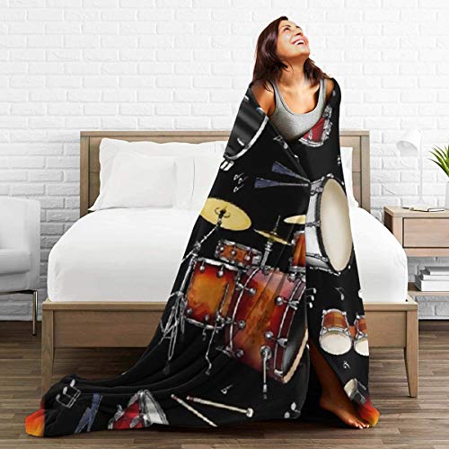 Percussion Black Drum Throw Blanket Ultra Soft Thick Bed Blanket Soft Coral Flannel Blanket Micro Fleece Blanket for Sofa Couch Bed Chair Office Sofa Soft Blanket Home Bed Blankets 50＂x 40＂