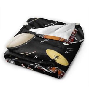 Percussion Black Drum Throw Blanket Ultra Soft Thick Bed Blanket Soft Coral Flannel Blanket Micro Fleece Blanket for Sofa Couch Bed Chair Office Sofa Soft Blanket Home Bed Blankets 50＂x 40＂