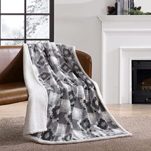 eddie bauer ultra-plush collection throw blanket-reversible sherpa fleece cover, soft & cozy, perfect for bed or couch, copper creek grey