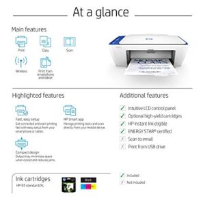 HP DeskJet 2622 All-in-One Compact Printer (Blue) (V1N07A) (Renewed)