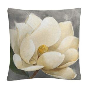 trademark fine art magnolia blossom on gray by albena hristova, 16x16 decorative throw pillow