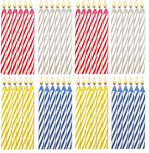 Bundaloo Birthday Candles 72 Pack - Cake Decorations - Colors: Pink, White, Blue, Yellow