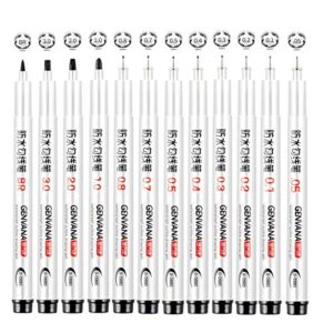 fhyhej 12/set,black precision micro line pens,apply totechnical,drawing,office documents, scrapbooking,technical drawing,ultra fine point drawing pen set