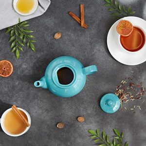 RSVP International Stoneware Teapot Collection, Microwave and Dishwasher Safe, 16 oz, Turquoise