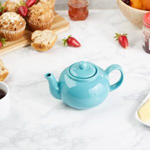 RSVP International Stoneware Teapot Collection, Microwave and Dishwasher Safe, 16 oz, Turquoise