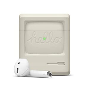 elago aw3 silicone case compatible with airpods 1 & 2 case cover - classic monitor design, visible led light, premium silicone case [us patent registered]