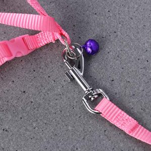 POPETPOP Adjustable Pet Rabbit Bunny Harness Leash - Small Pet Walking Running Harness Leash Lead with Small Bell - Small Animal Accessories (Pink with Bell Color Random)