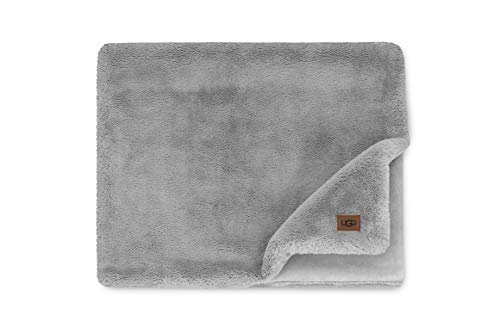 UGG 16800 Euphoria Plush Faux Fur Reversible Throw Blanket for Couch or Bed Luxury Hotel Style Blankets Machine Washable Easy Care Soft Throw Blanket for Bed or Living Room, 70 x 50-inch, Seal