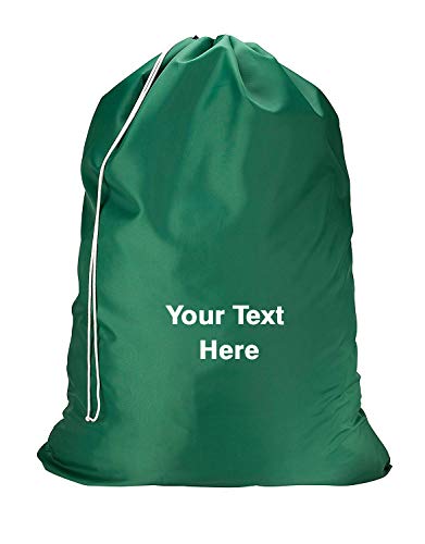 Personalized Nylon Laundry Bag - Locking Drawstring Closure and Machine Washable Green