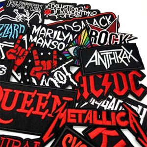 32pcs Heavy Meta Band Patches Iron on Rock Music Badges Hippie Punk Stickers for Clothes (B)