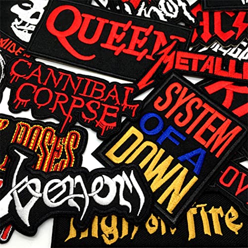 32pcs Heavy Meta Band Patches Iron on Rock Music Badges Hippie Punk Stickers for Clothes (B)