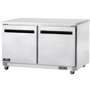 arctic air auc60f 60-inch two-door undercounter work top freezer, stainless steel, 1/2-hp, 115v