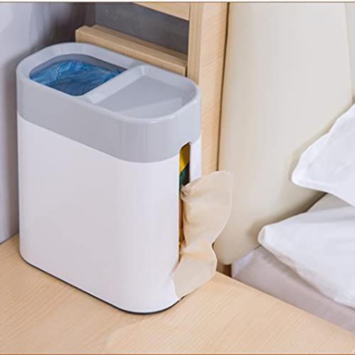 Trash Can,Waste Bin 2 in 1 Plastic with Tissue Box Mini Wastebasket Trash Can Garbage Bin Rubbish Recycling for Desktop, Dressing Table (Color : A, Size : 2 in 1)