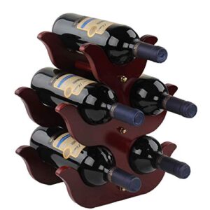 cherish wood wine rack, freestanding countertop wine bottle holder, wine display storage shelf (5 bottle)